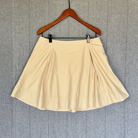 Ralph Lauren Sport Light Tan 100% Cotton Pleated A Line Short Skirt Size 14 - Picture 1 of 13